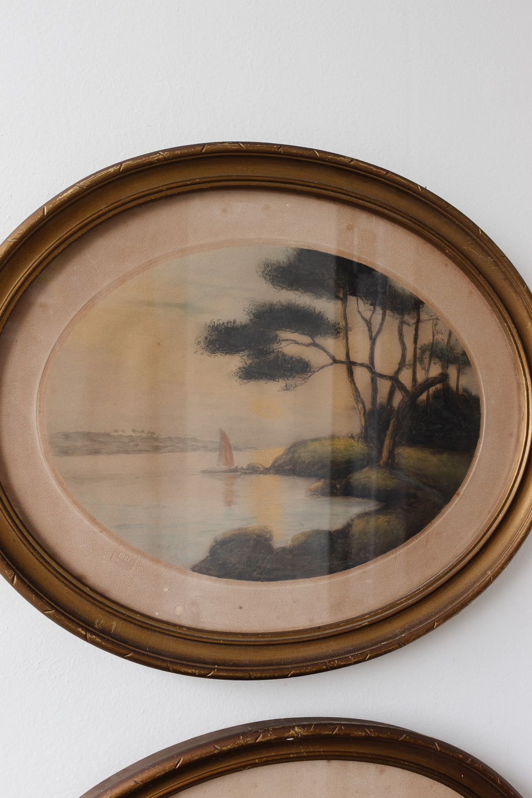 19th century french hand coloured oval engraving
