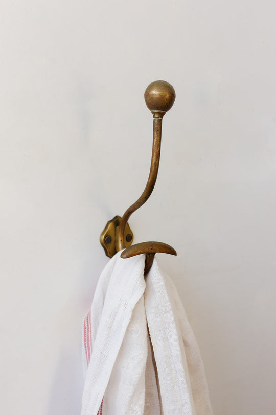 antique french solid brass hat hook