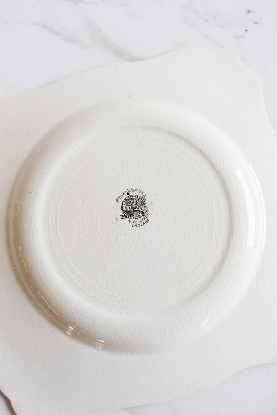 rare art deco royal handpainted winton square cake plate