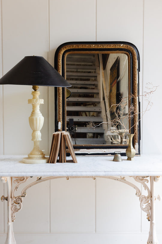 antique italian carved alabaster lamp with empire shade