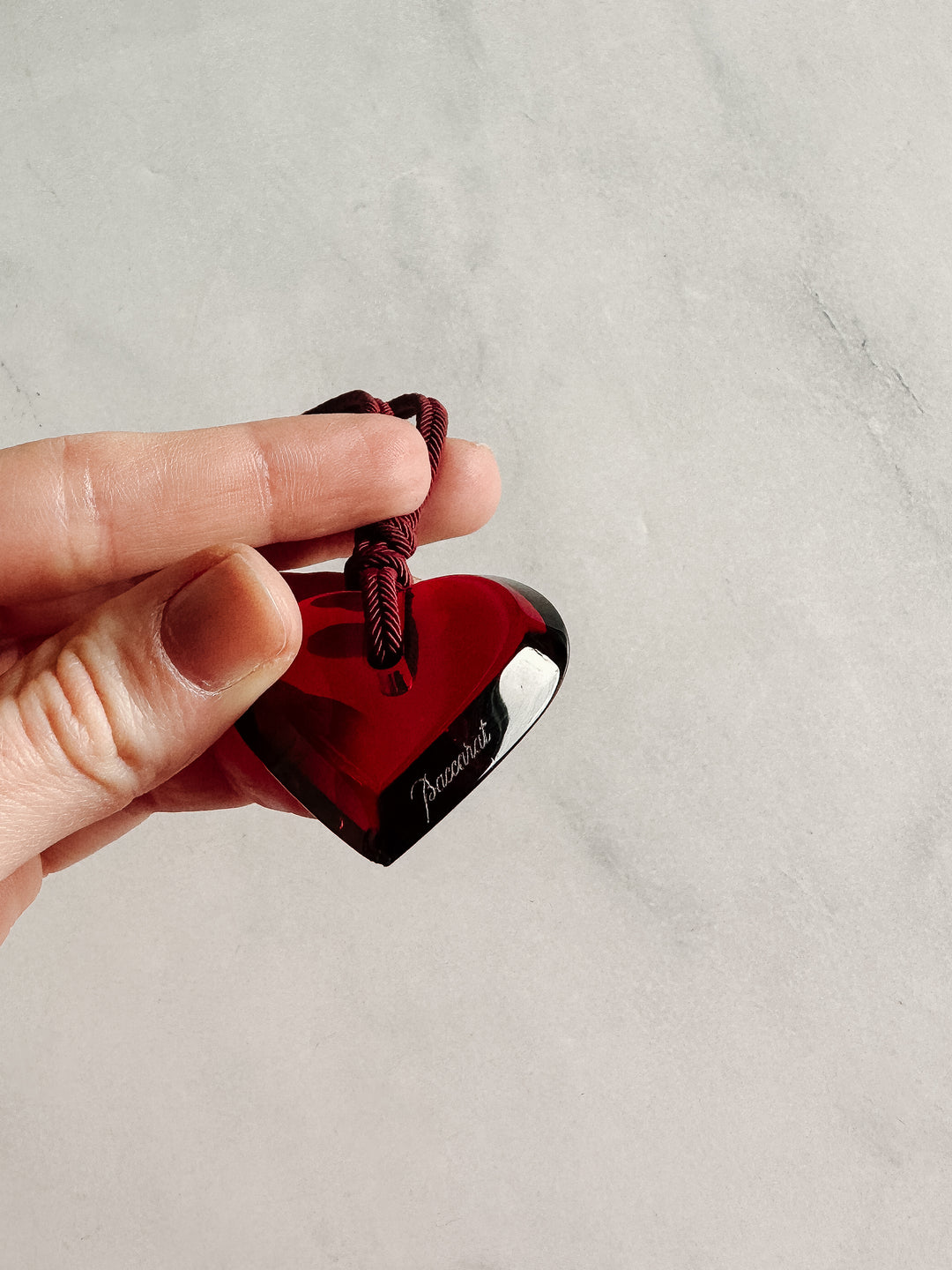 vintage french baccarat crystal red heart pendant necklace