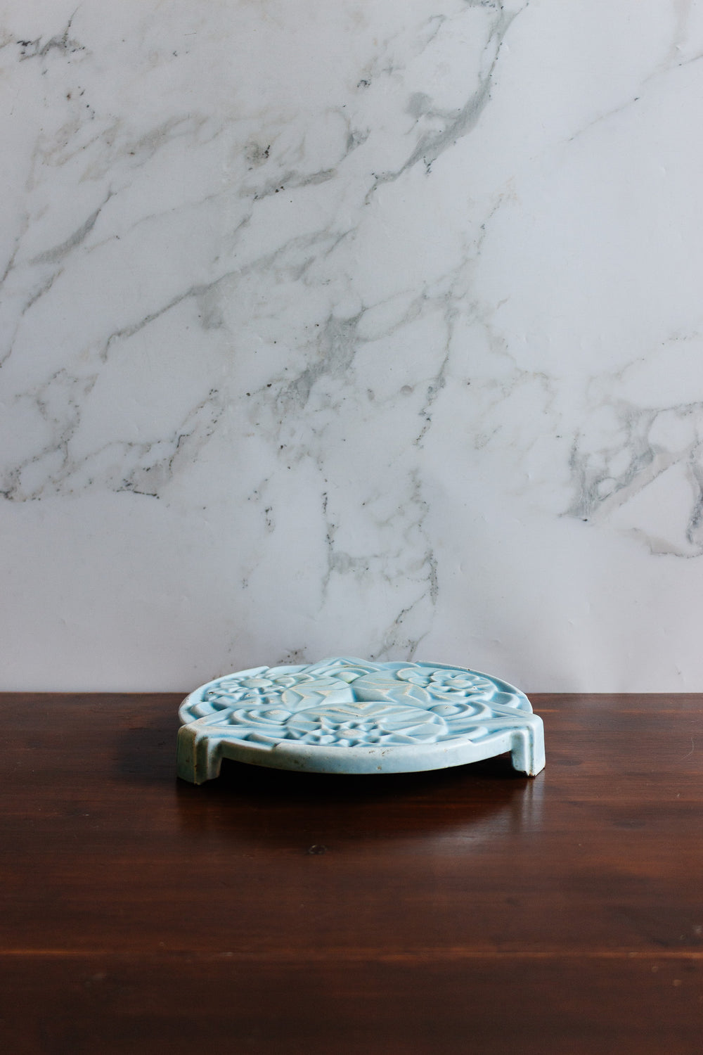 antique french art deco cast iron trivet