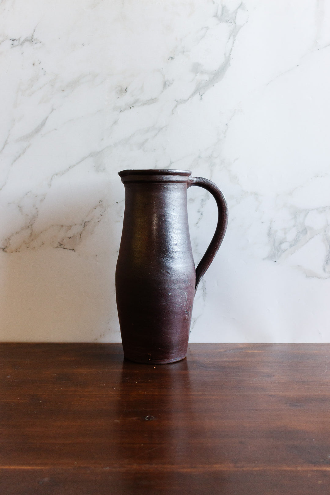 vintage french artisnal pottery tall pitcher