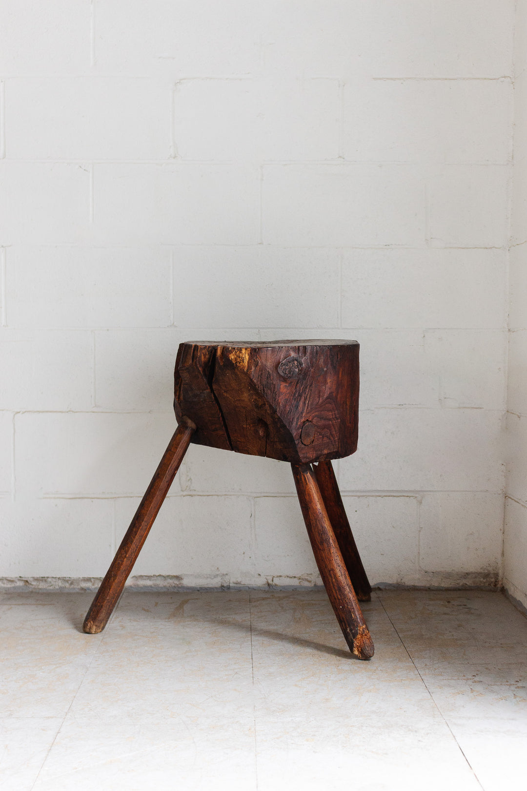 antique brutalist stump table