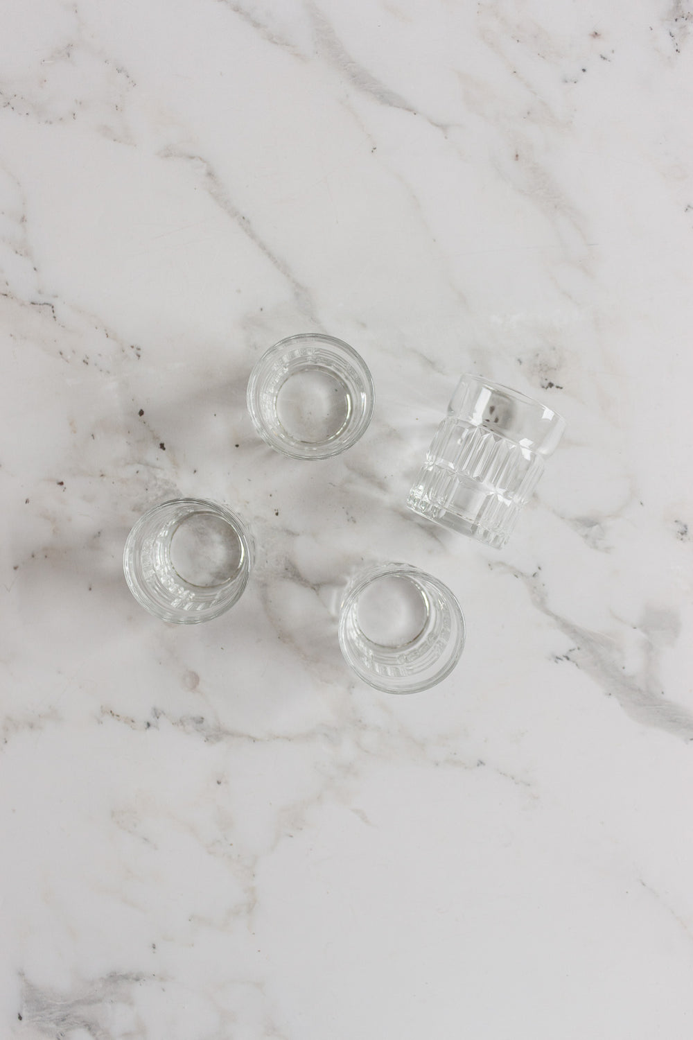 set of 4 vintage french cut glass shot glasses