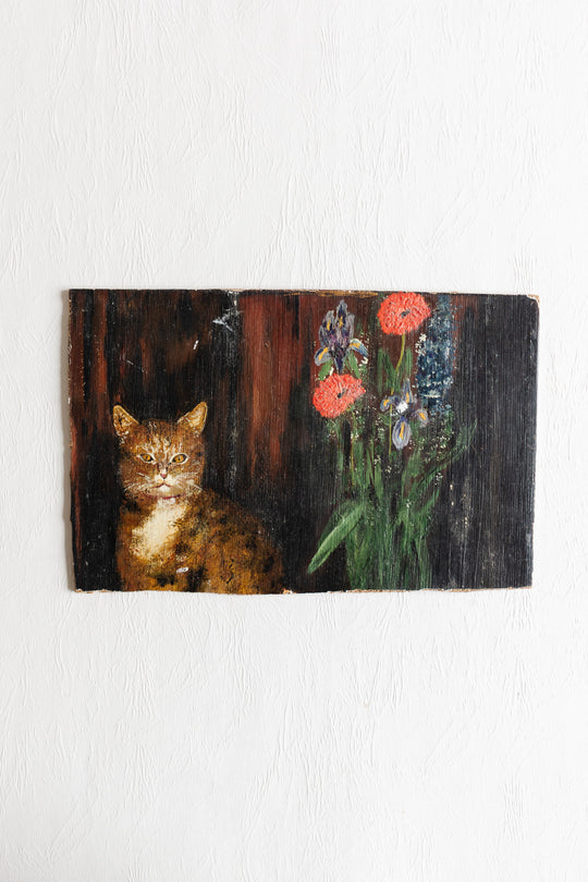 chat et fleurs