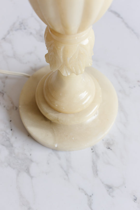 antique italian carved alabaster lamp with empire shade