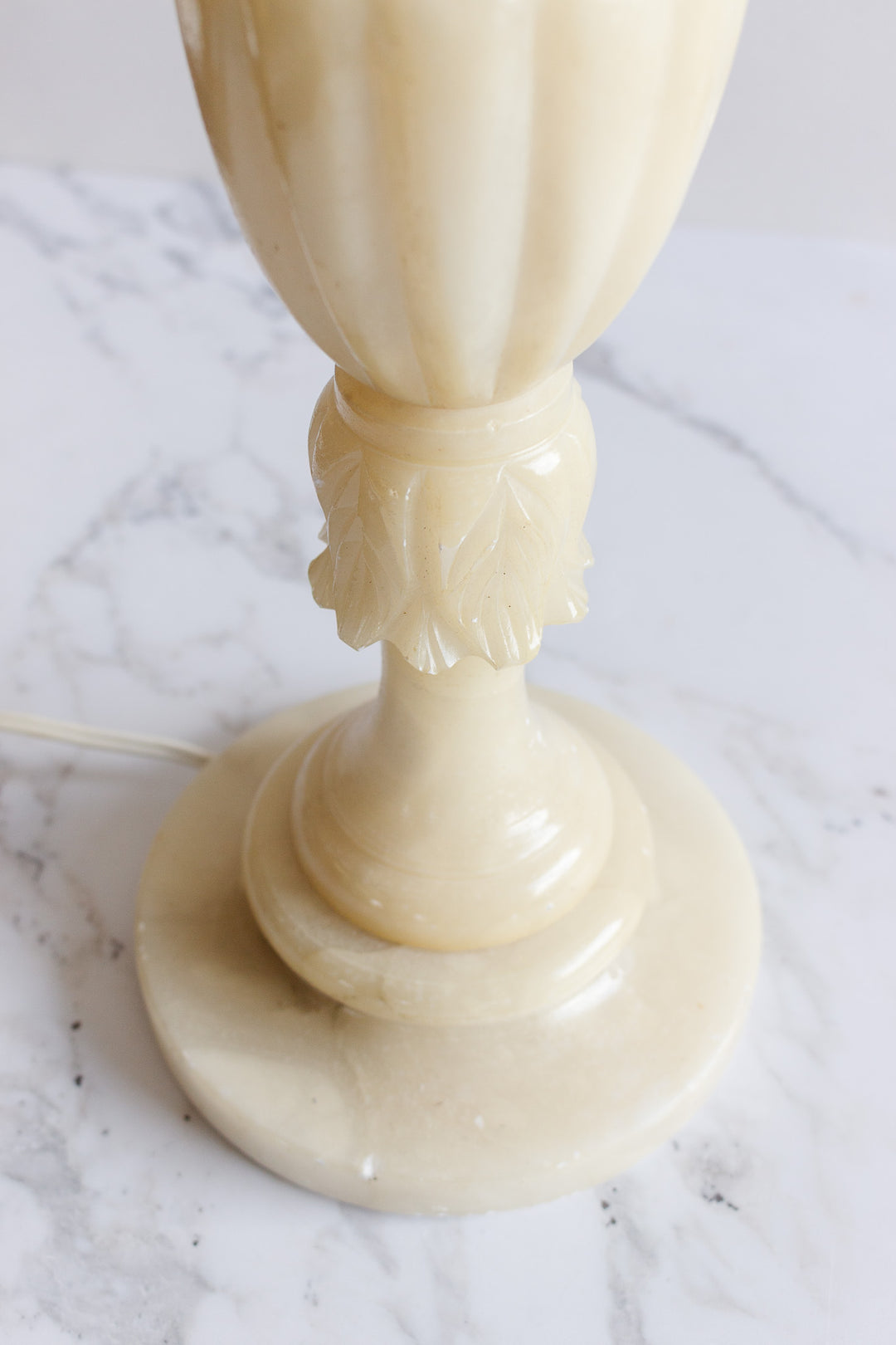 antique italian carved alabaster lamp with empire shade