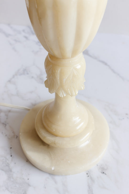 antique italian carved alabaster lamp with empire shade