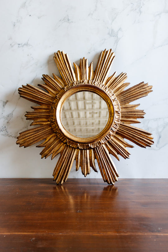 antique french wooden gilt starburst mirror
