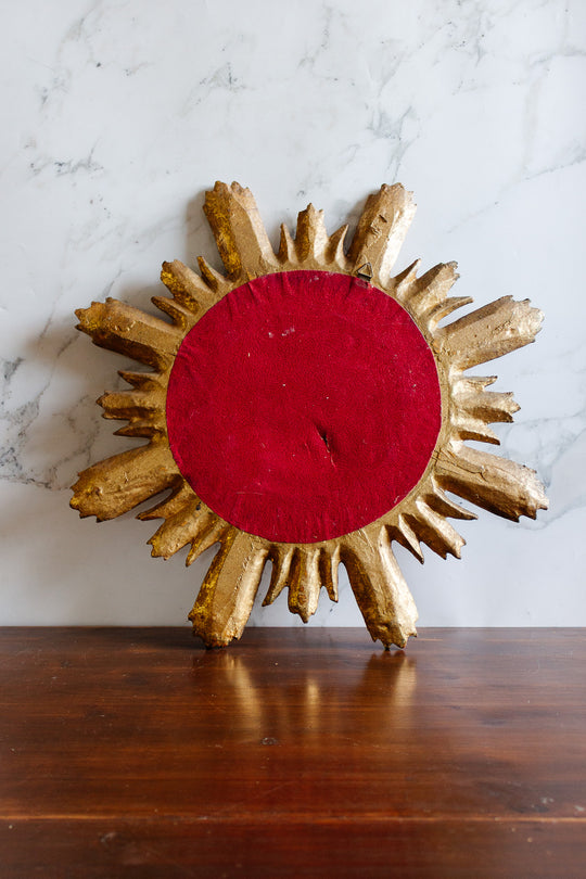 antique french wooden gilt starburst mirror