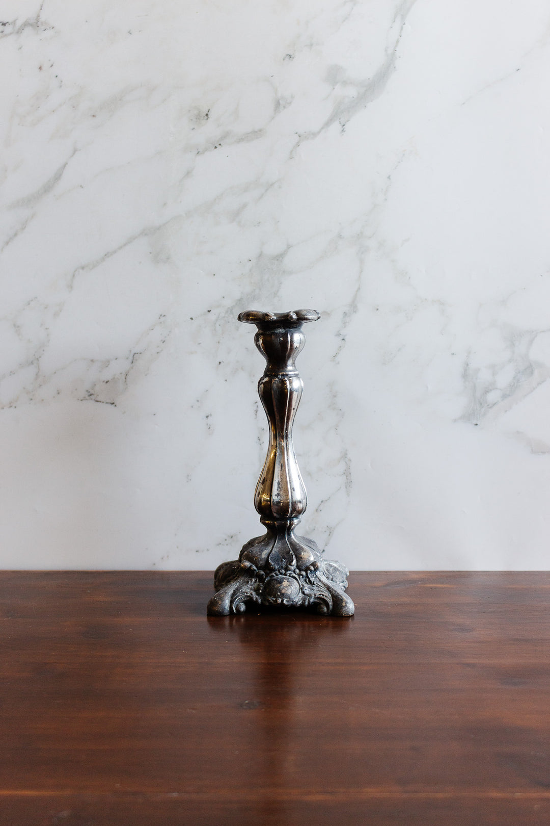 antique french silverplate candlestick