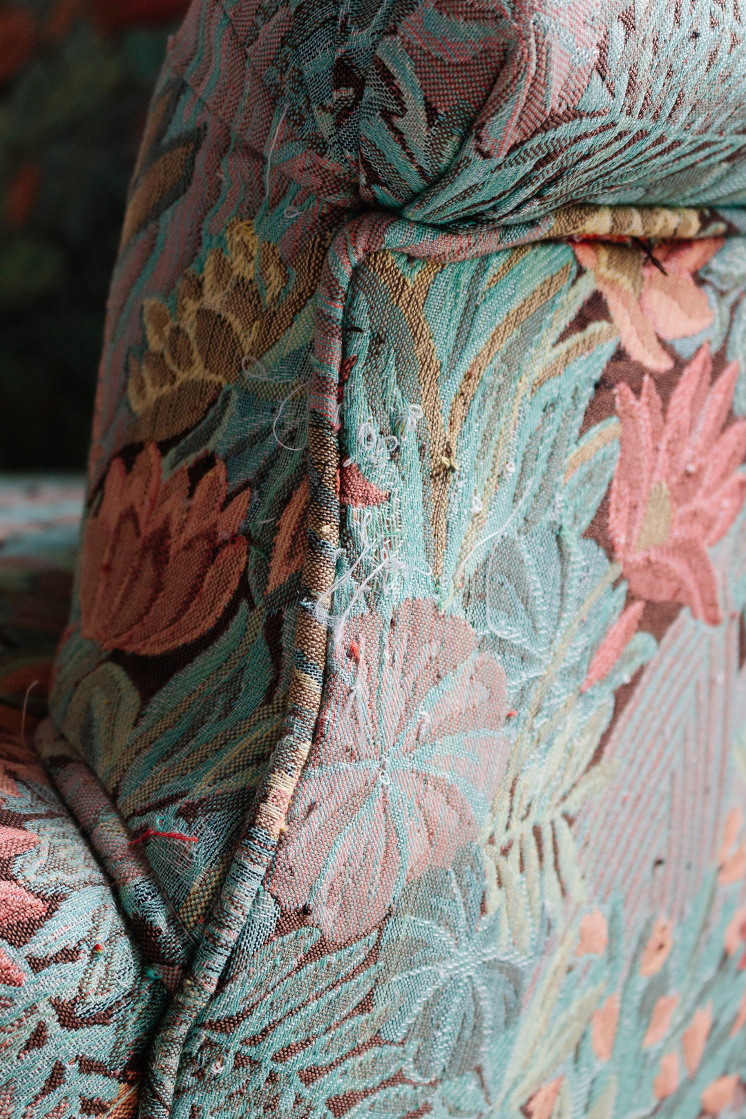 antique french crapaud chair with floral fabric