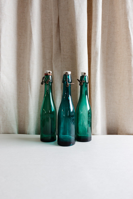 vintage french blue bistro bottle with porcelain top