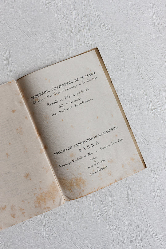 exhibition catalogue for maurice mazo - galerie jean chabanon, Paris 1945