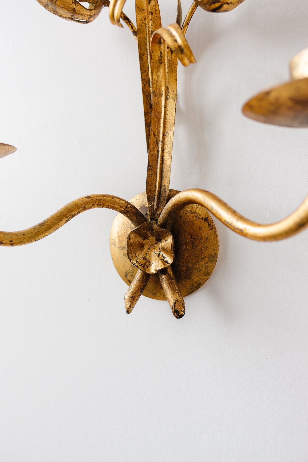 midcentury French gilt foliate wall sconce