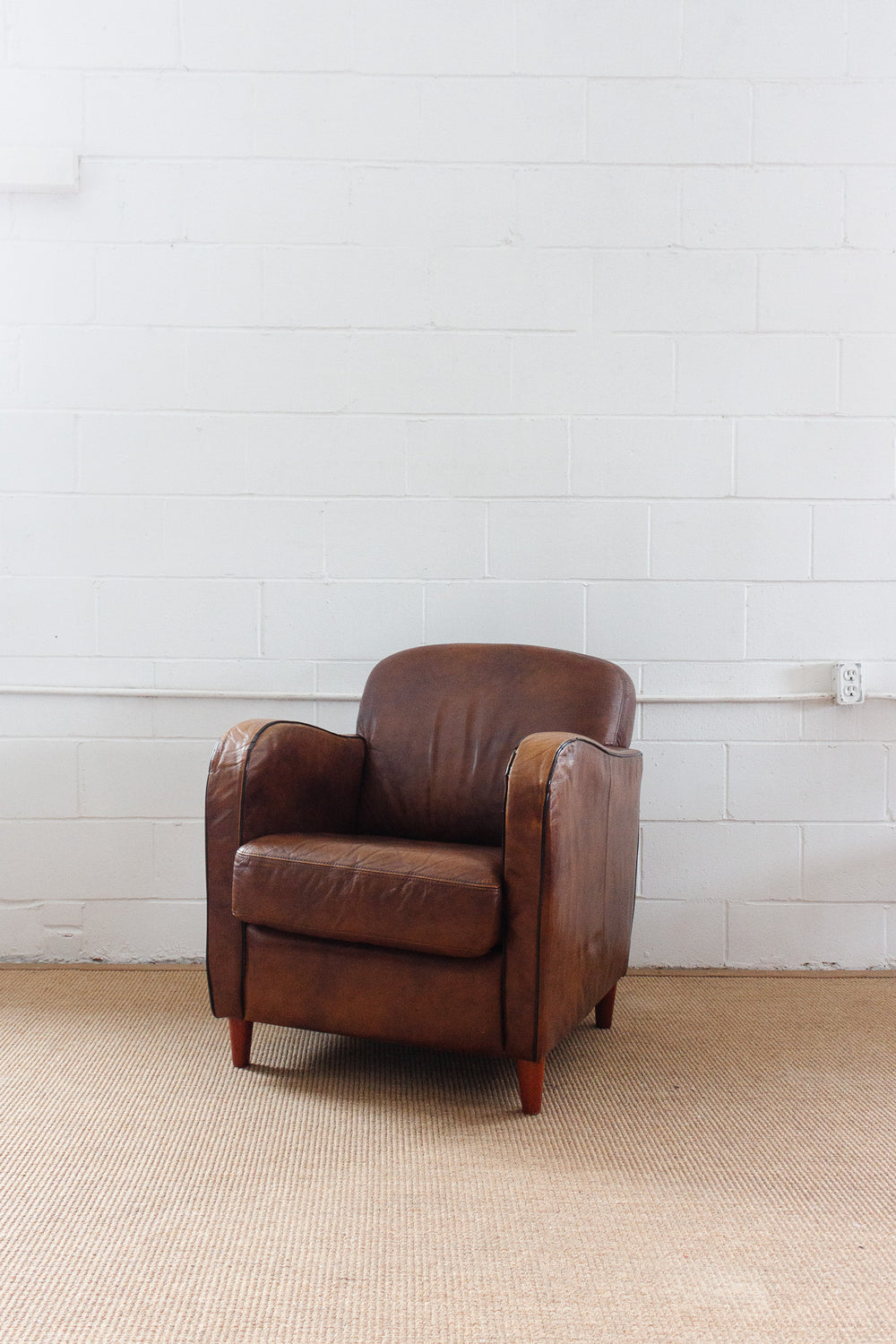 1980s European sheepskin leather club chair