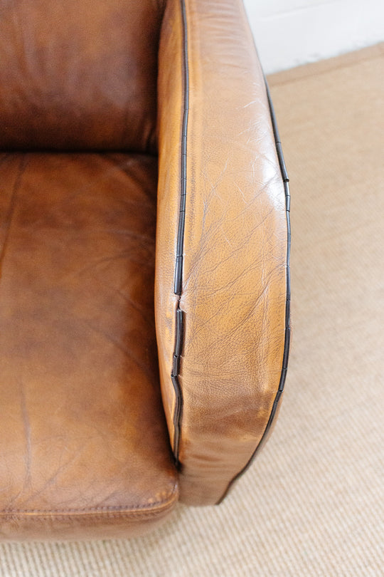 1980s European sheepskin leather club chair