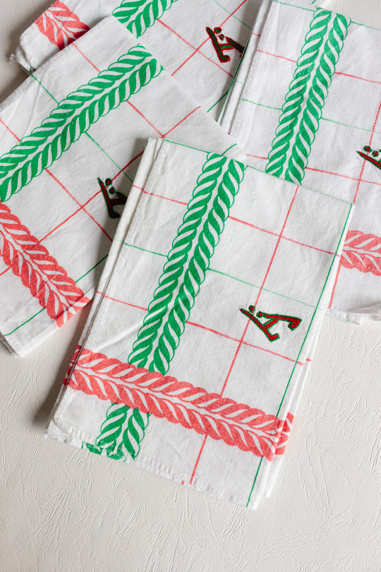 antique french monogrammed "ä" kitchen torchons, set of 4