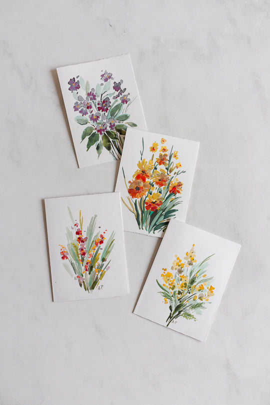 les cartes bouquets aquarelles