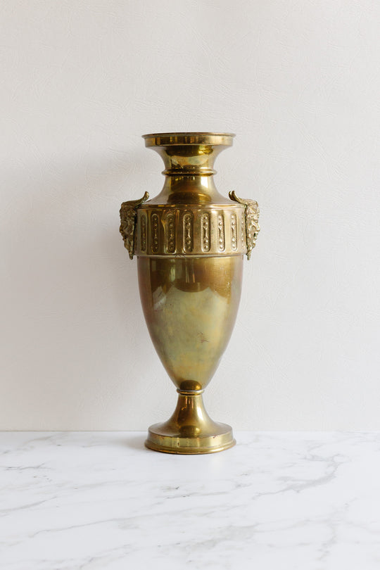 turn of the century french baccus face brass vase