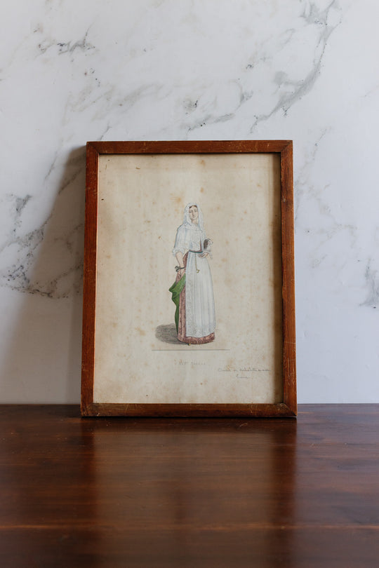 Pair of hand coloured lithographs with hand written note backing circa 1825 to 1890