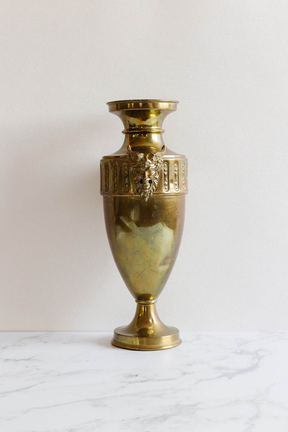 turn of the century french baccus face brass vase