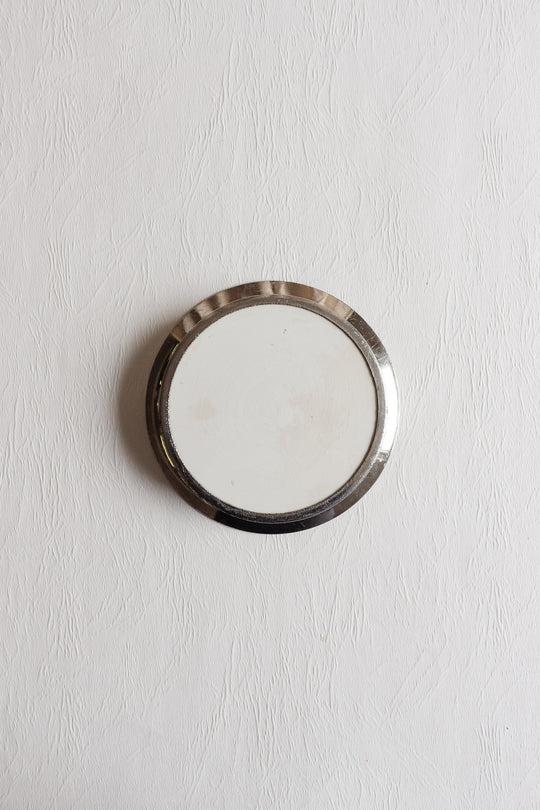 rare antique french sarreguemines transferware and silver metal "sous-verre"