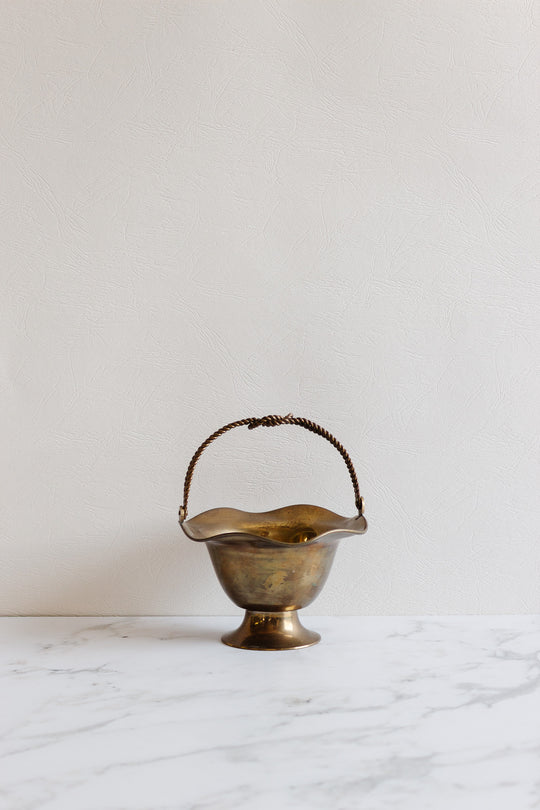 vintage french brass panier with "rope" handle
