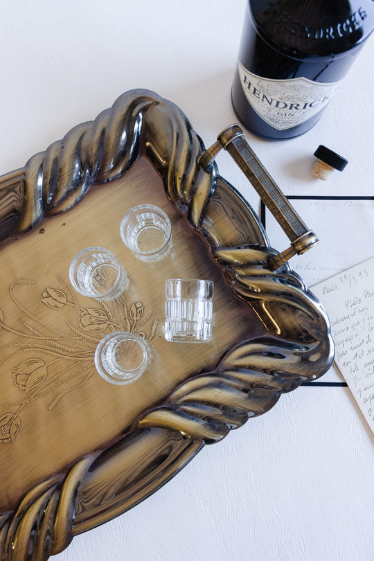 set of 4 vintage french cut glass shot glasses