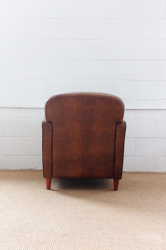 1980s European sheepskin leather club chair