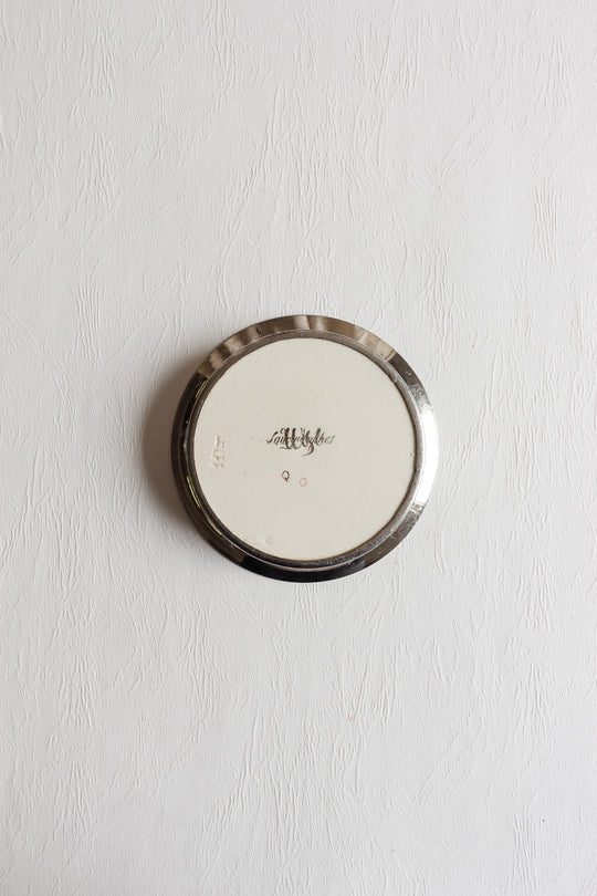 rare antique french sarreguemines transferware and silver metal "sous-verre"