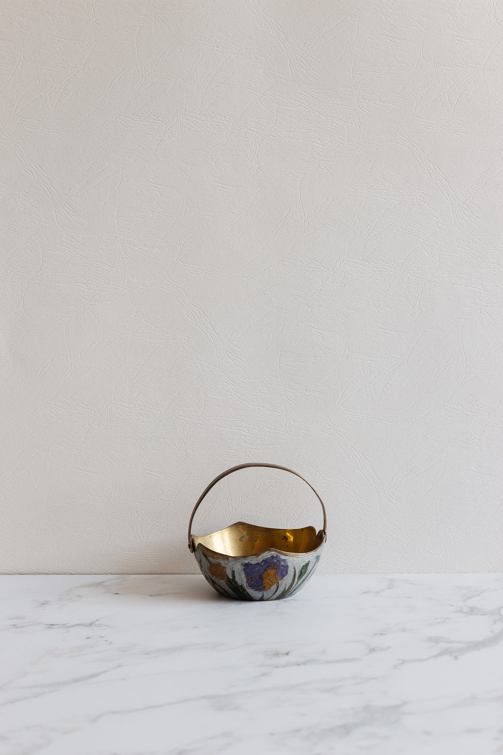 vintage french cloisonné brass panier