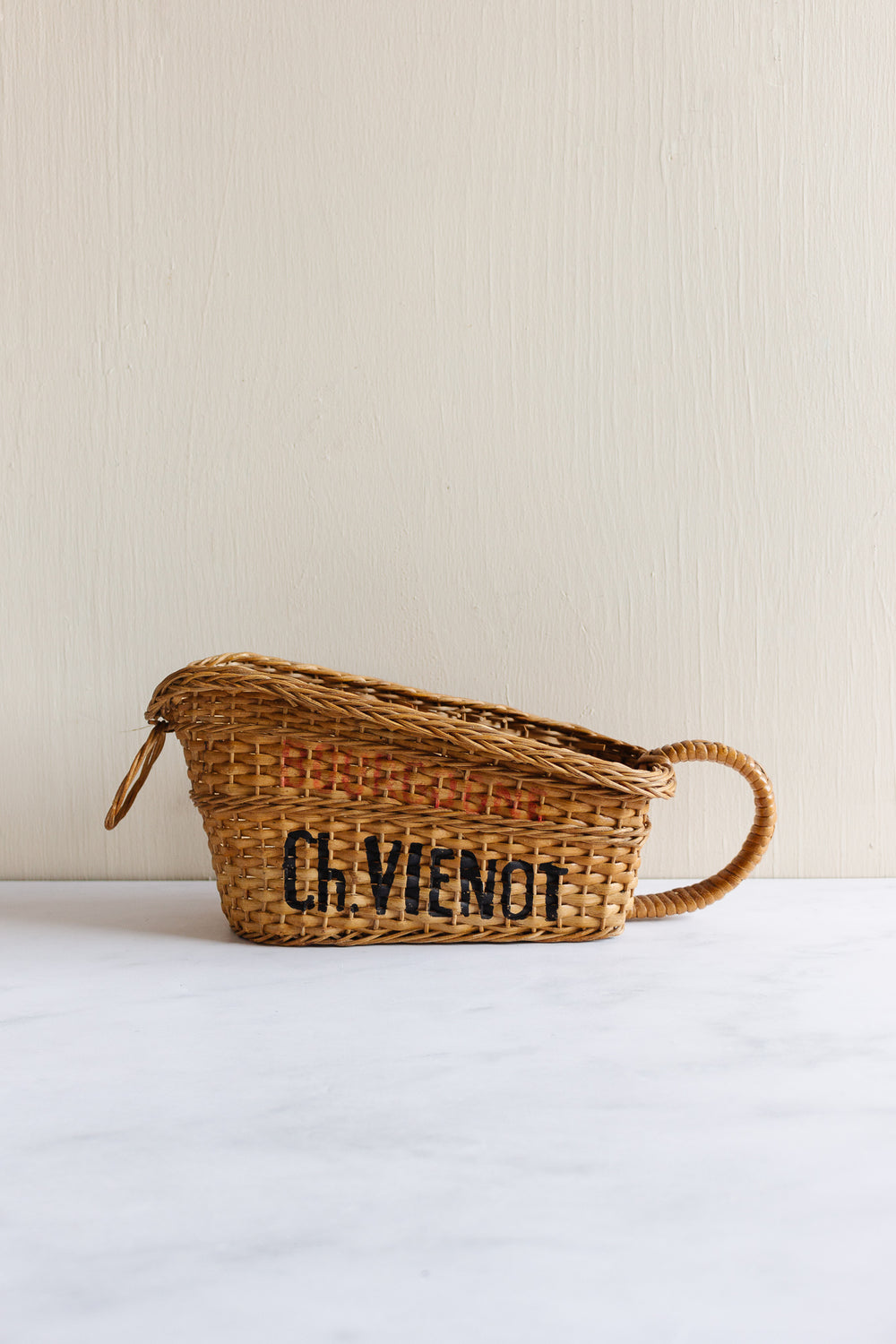 rare antique french advertising wine basket/pouring basket