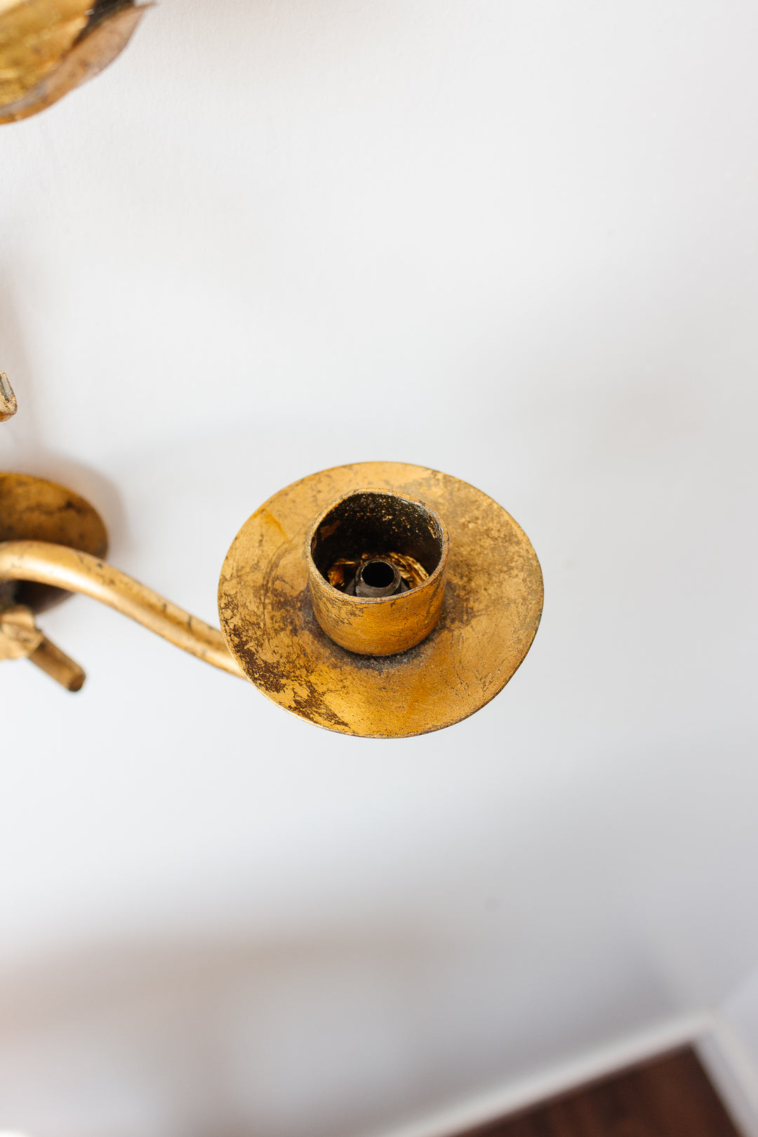 midcentury French gilt foliate wall sconce