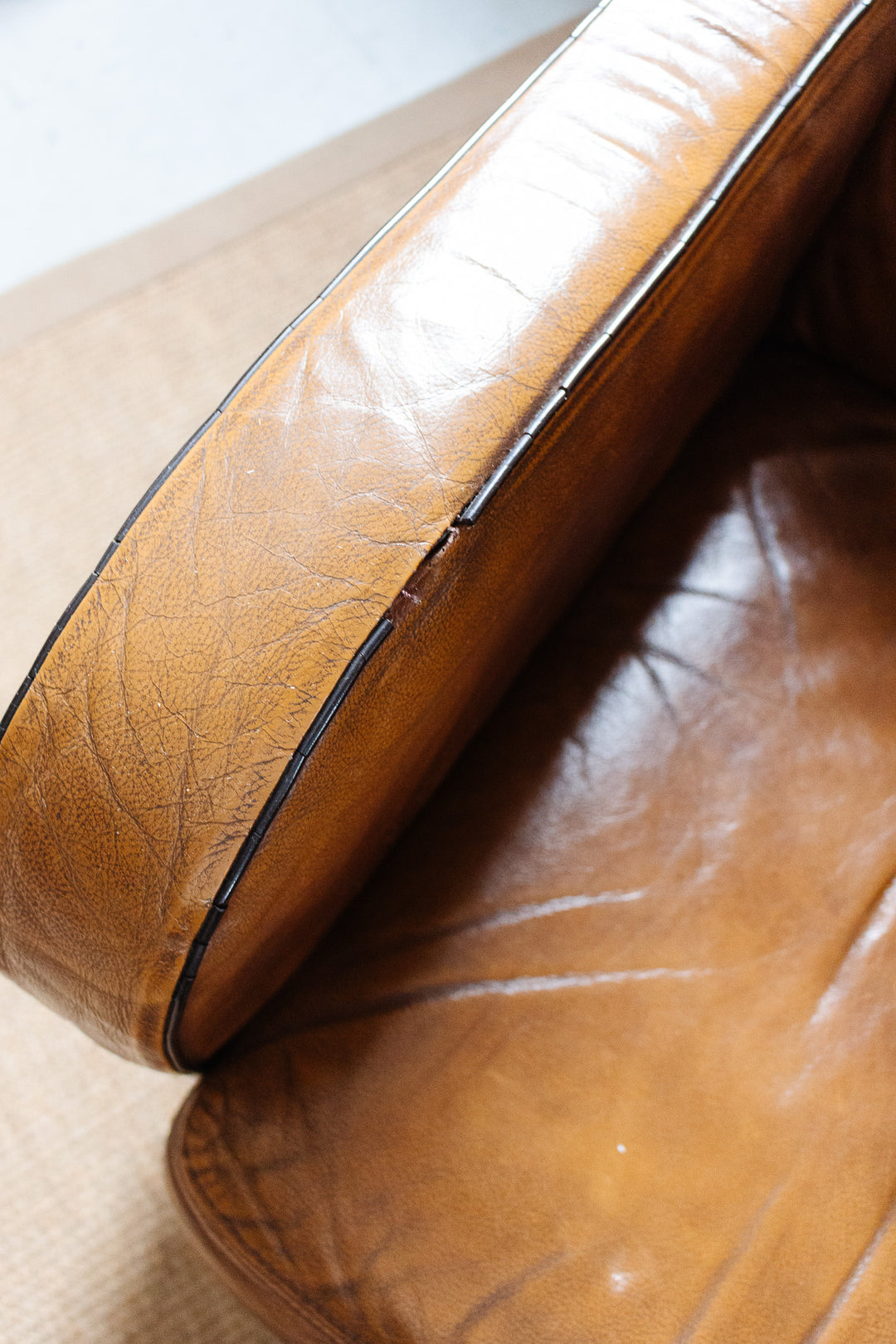1980s European sheepskin leather club chair