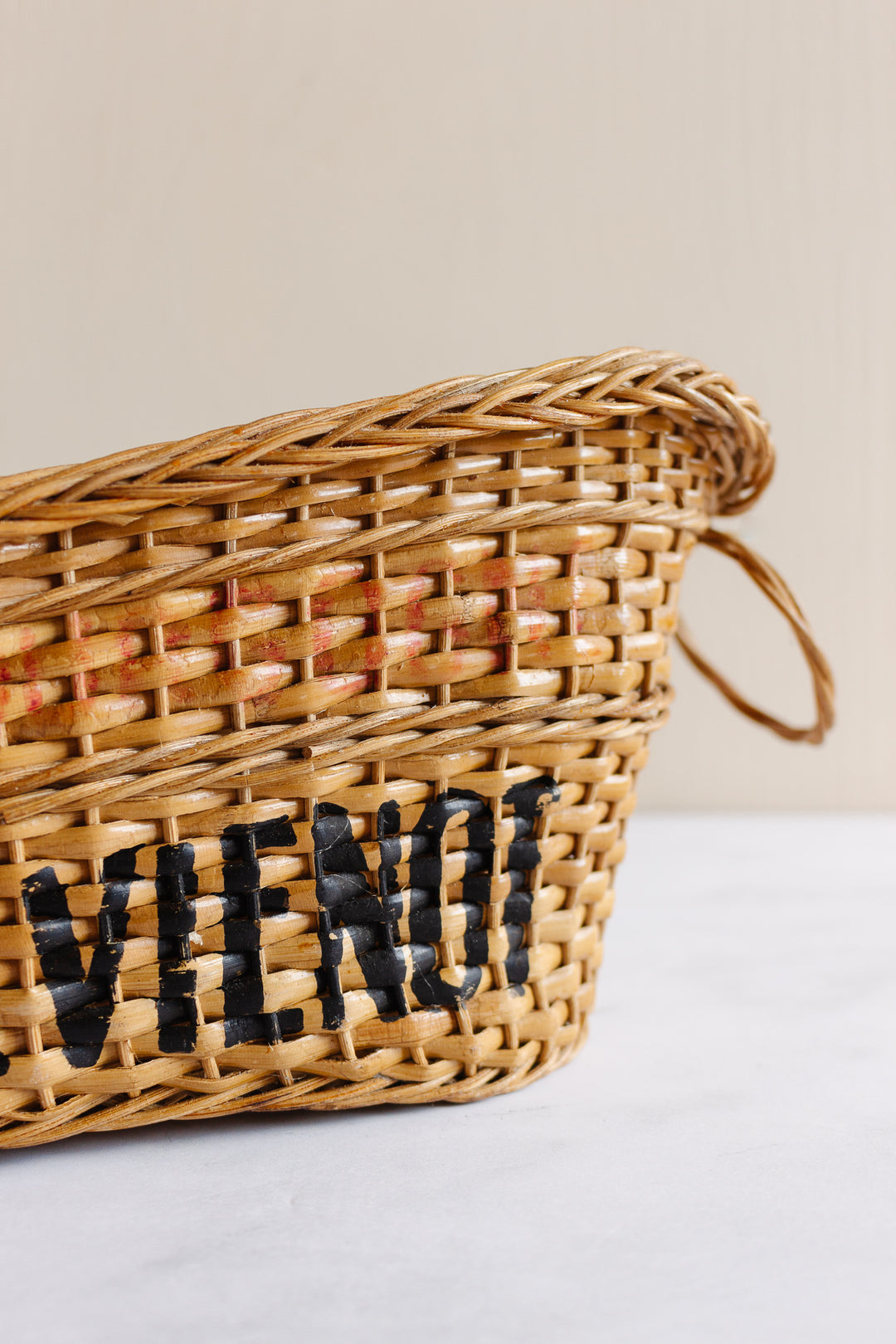 rare antique french advertising wine basket/pouring basket