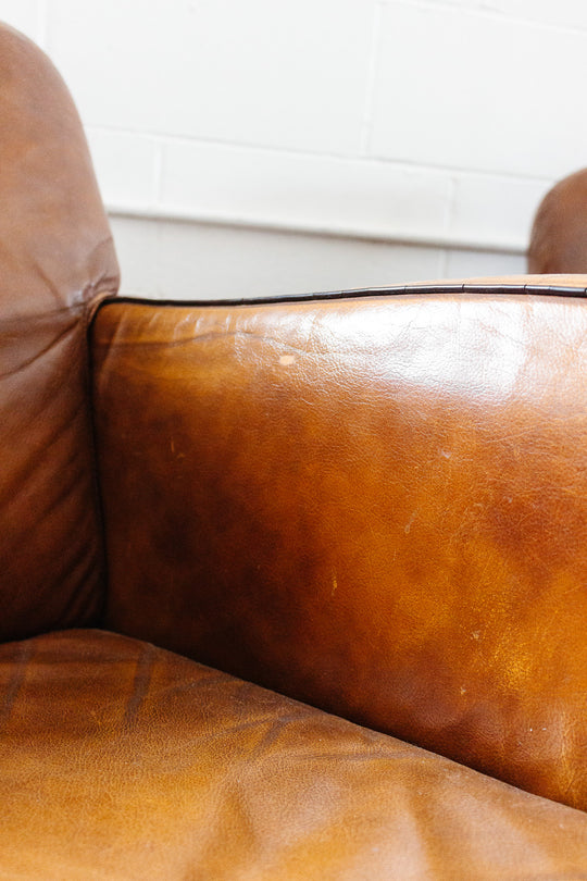 1980s European sheepskin leather club chair