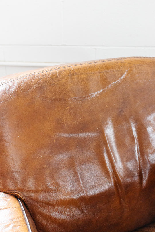 1980s European sheepskin leather club chair