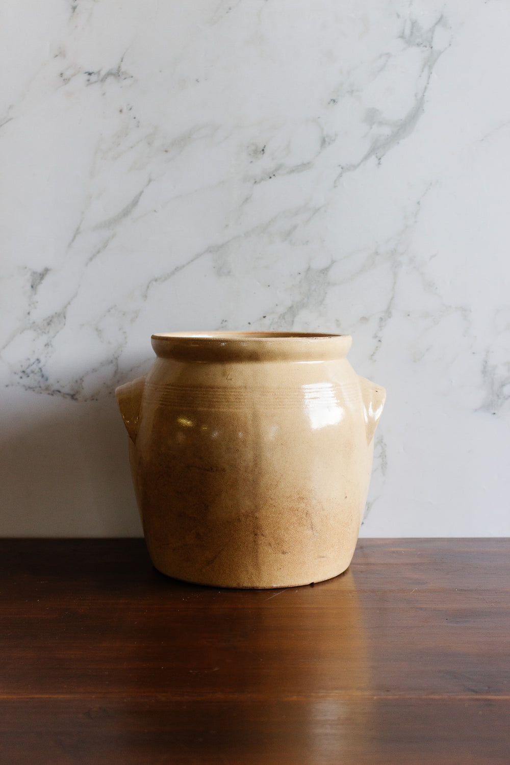 large antique french stoneware confit pot, cream