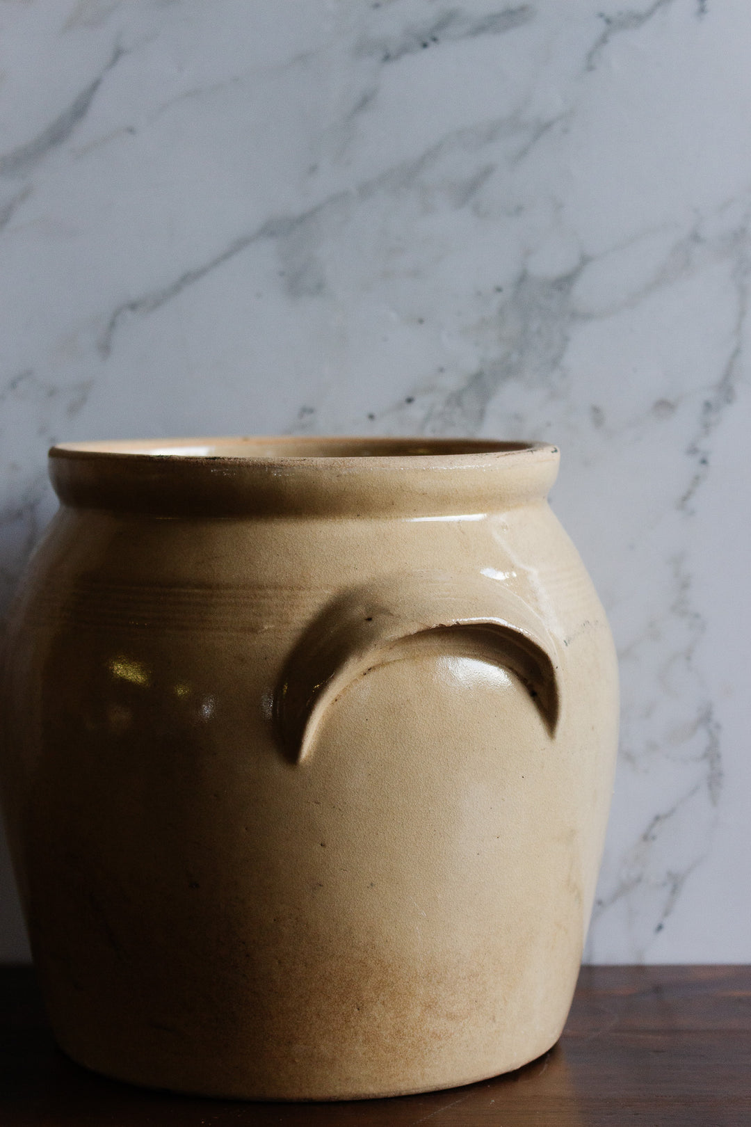 large antique french stoneware confit pot, cream