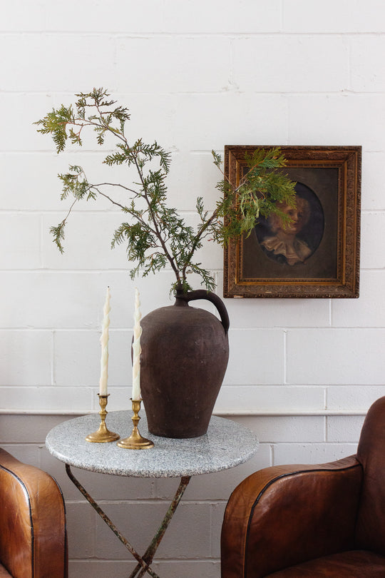 antique french oversized stoneware oil vessel