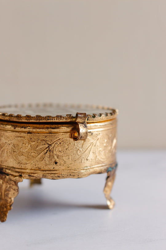 antique french "arc de triomphe" glass and ormulou bijoux casket