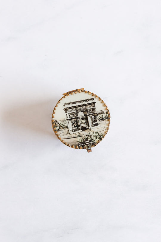 antique french "arc de triomphe" glass and ormulou bijoux casket