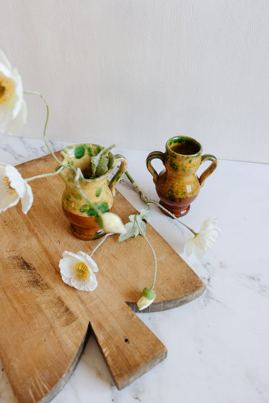 vintage french petite stoneware pitcher and vase