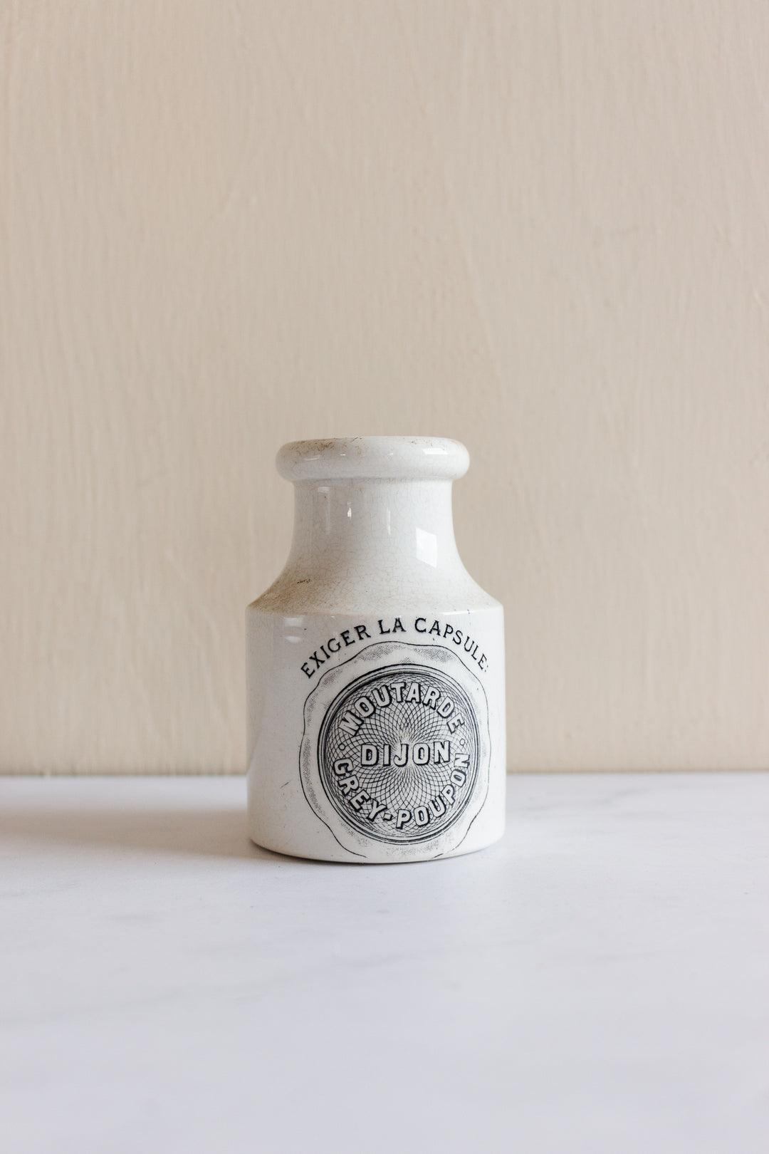 antique French dijon grey-poupon stoneware advertising jar