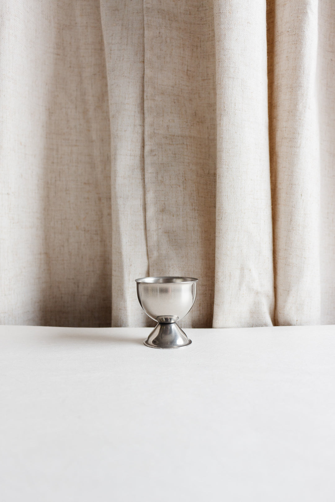 vintage french metal egg cups, set of six