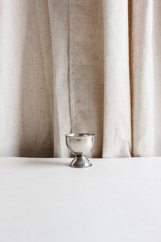vintage french metal egg cups, set of six