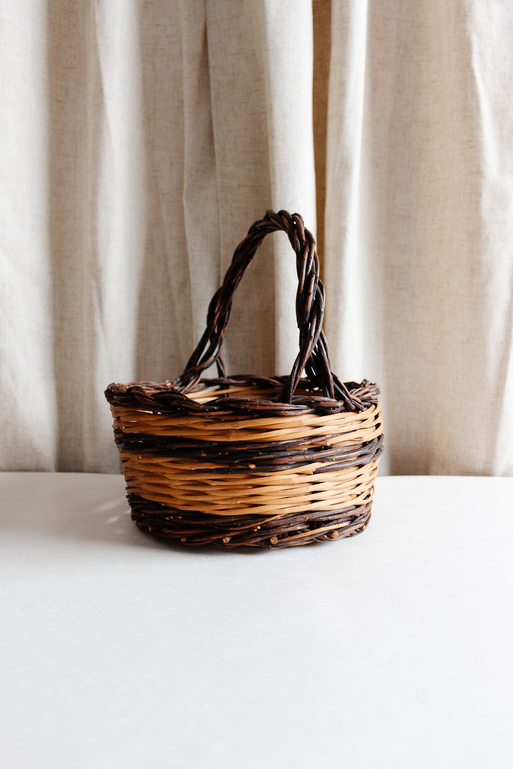 vintage french two-tone toned woven panier