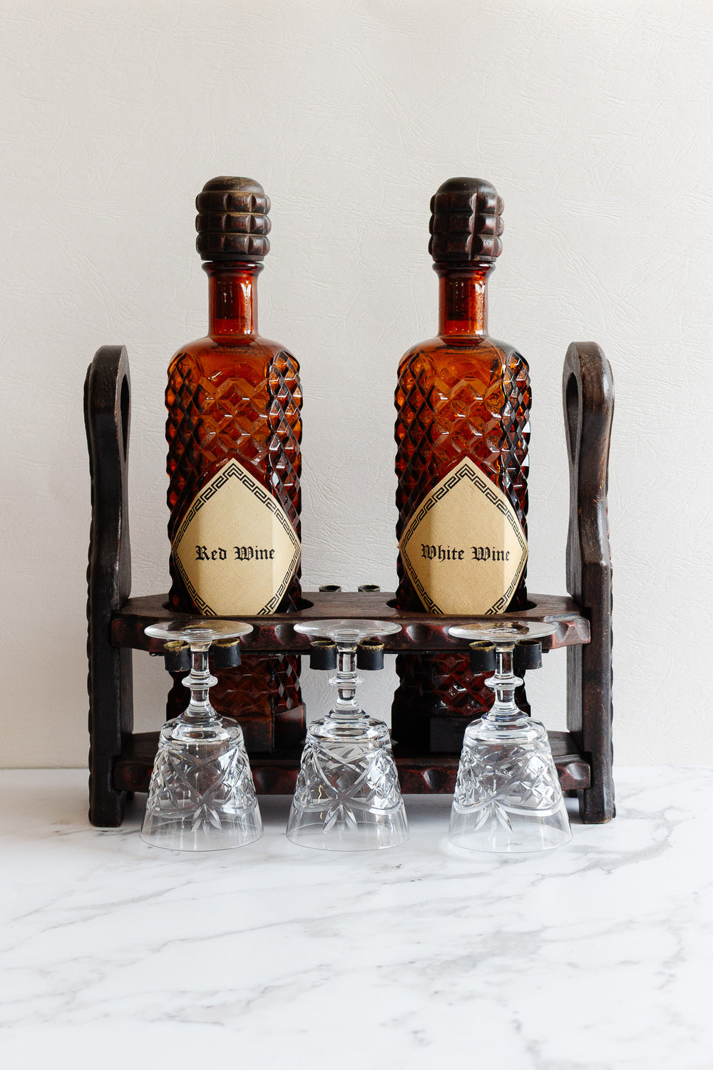 midcentury spanish brutalist decanter set